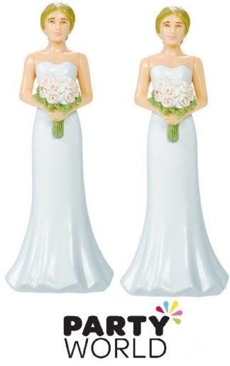 Bride Wedding Cake Toppers With Flowers 10.4cm (Blonde) (2pcs)