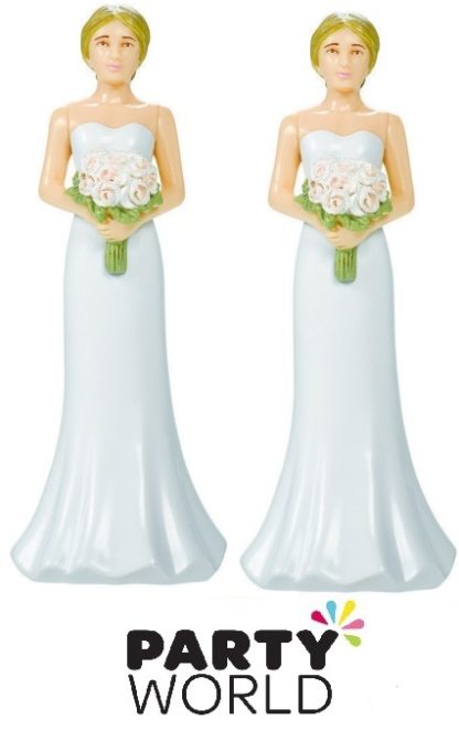 Bride Wedding Cake Toppers With Flowers 10.4cm (Blonde) (2pcs)