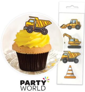 Construction Party Cake - Cupcake Wafer Toppers (16pk)