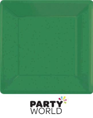 Festive Green 7in Square Paper Plates (20)