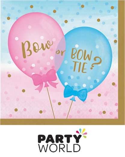 Gender Reveal Bow Or Bowtie Luncheon Napkins (16pk)