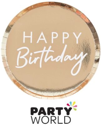 Gold Foiled Happy Birthday Paper Plates (8pk)