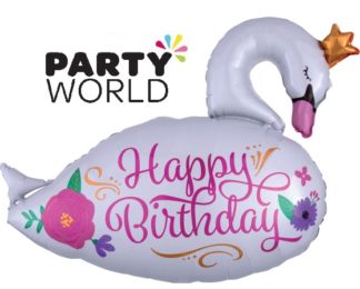 Happy Birthday Swan Supershaped Foil Balloon