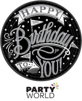 Hooray, It's Your Birthday Black And White 7in Paper Plates (18pk)