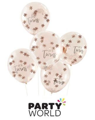Its Twins Confetti Filled Rose Gold Latex Balloons (5)