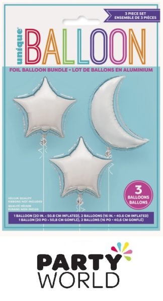 Moon And Stars Party Foil Balloon Bundle (3pcs)