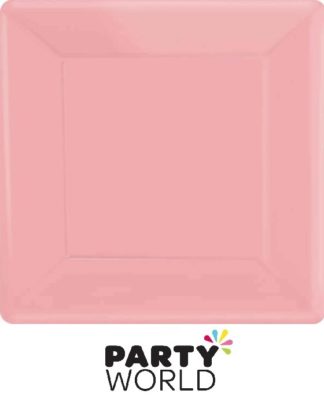Pink Square Paper Plates 7in (20pk)