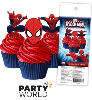 Spiderman Party Edible Wafer Cake Toppers (16pcs)