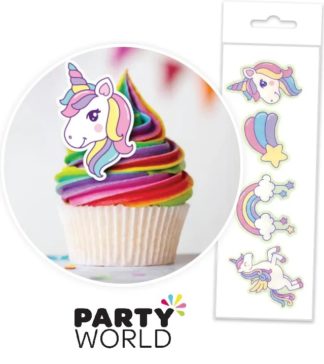 Unicorn Rainbow Party Edible Wafer Cake Toppers (16pcs)
