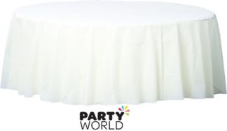 White Round Plastic Tablecover (2.1m)