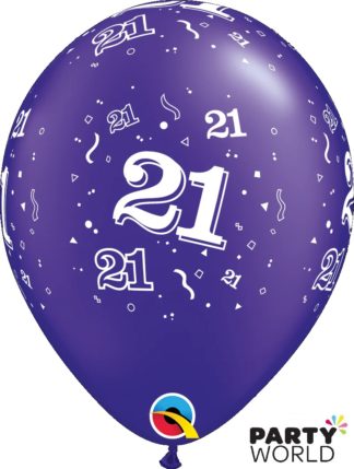 purple 21st qualatex balloons