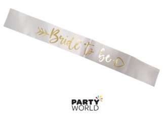 bride to be sash with gold print