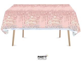 diamond birthday blush party tablecover