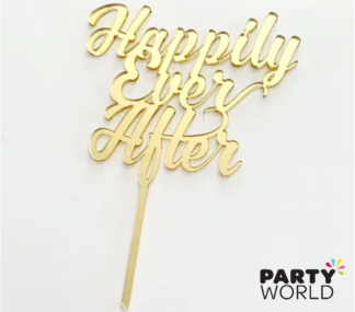 happily ever after wedding cake topper gold