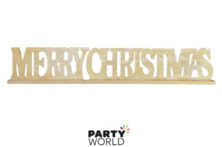 merry christmas gold glittery table decoration