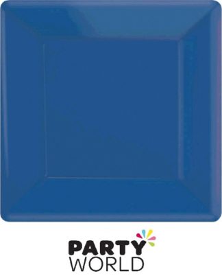 Bright Royal Blue Square Paper Plates 7in (20pk)