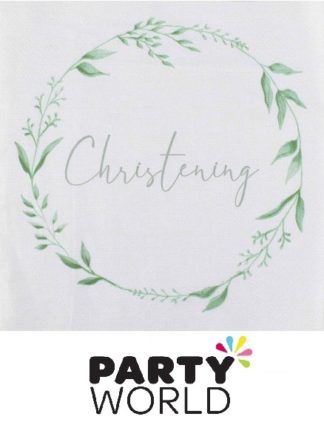 Christening White And Green Paper Luncheon Napkins (16)
