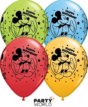 Mickey Mouse Happy Birthday Latex Balloons (5pk)