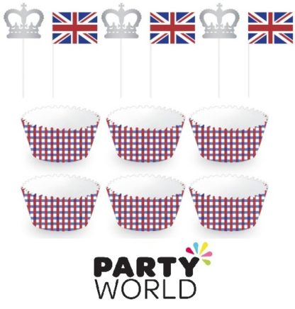 Patriotic British Cupcake Cases & Picks (12)