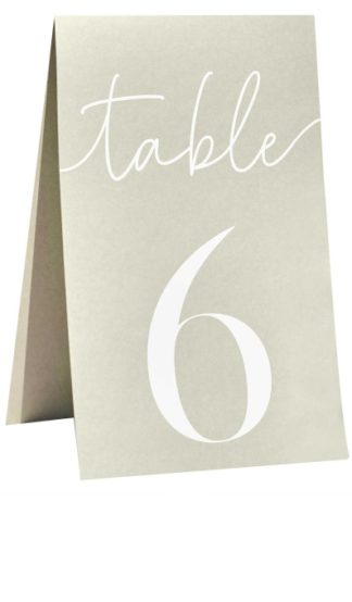 Sage Green Wedding Table Card Numbers 1-12