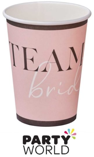 Team Bride Pink & Black Paper Cups (8pk)
