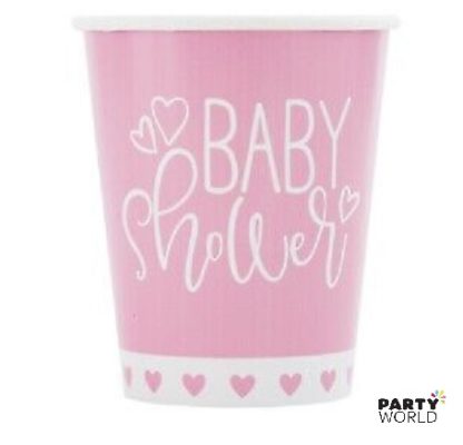 baby shower pink cups