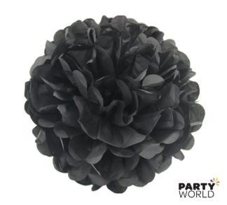 black paper puff ball