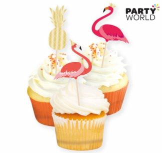 flamingo & pineapple cupcake picks toppers