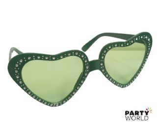 green heart shaped glasses