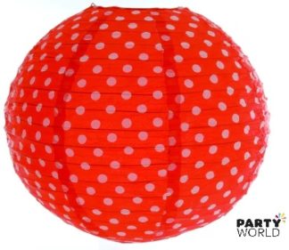 miniature red lanterns polka dot