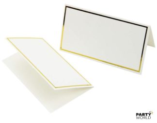 white place cards with gold outline