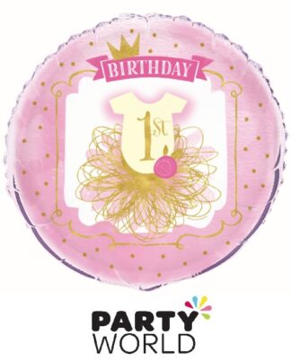 1st Birthday Pink And Gold Foil Balloon 18in