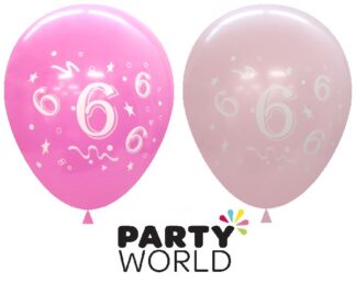 6th Birthday Light And Dark Pink Latex Balloons (6)