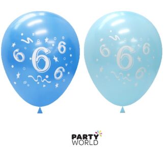 6th birthday latex balloons blue