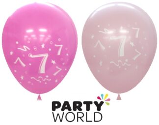 7th Birthday Light And Dark Pink Latex Balloons (6)