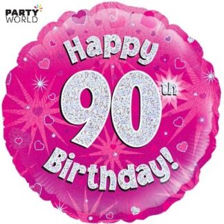 90th birthday pink foil balloon
