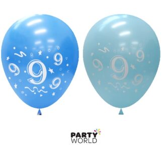 9th birthday latex balloons blue