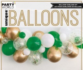 Green, White, Gold & Confetti Balloon Garland Party Decorating Kit