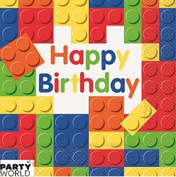 Lego Block Happy Birthday Luncheon Napkins (16pk)