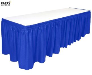 blue table skirt
