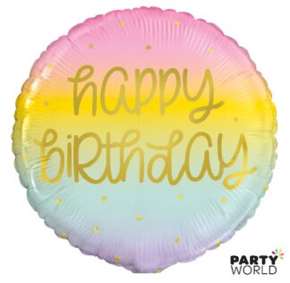 foil gold and pastel birthday balloon