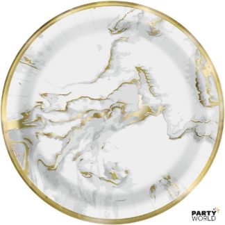 gold marble paper plates
