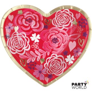 heart shaped floral paper plates