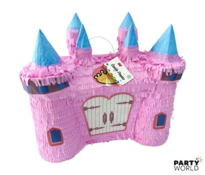 pink castle shaped pinata