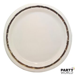 white gold paper plates