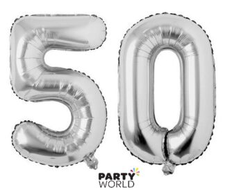 50th silver foil number balloons