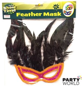 black & orange feather masquerade