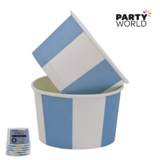 blue & white ice cream cups