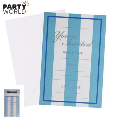 blue & white party invitations