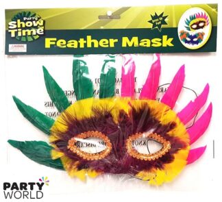 feather masquerade mask colourful
